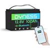 Dyness Batteria LiFePO4 12V 100Ah Bluetooth, Batteria al Litio con BMS 100A, Protezione a Basse Temperature, per Nautica, Camper, Impianti Solari off-grid