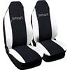 Rebeca Shop® Coprisedili Auto Compatibili per Smart | Made in Italy | Set Copri-sedile Anteriori Coppia (w451 - Seconda Serie, Nero/Bianco)