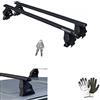 farbrothersonline COMPATIBILE CON MITSUBISHI L200 / Triton IV 4 porte anno 2008 con tetto liscio FIX026G BARRE PORTABAGAGLI PORTAPACCHI MENABÒ 130CM ACCIAIO NERO BARRA+KIT MONTAGGIO+SERRATURA E CHIAVI