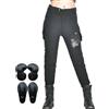 SHUOJIA Pantaloni da Moto da Donna, Traspirante Jeans da Motociclista Elasticizzati Slim Fit da Donna, Jeans alla Moda regolabili traspiranti, con 4 Imbottitura di Protezione (Black-A,M)