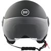 BHR Casco Demi-Jet 835 SPECIAL - Casco Scooter Omologato ECE 22.06 con Visiera a Occhiale Antigraffio - Sgancio Micrometrico e Guanciali Removibili - Nero Opaco L