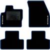 QUEMAR Tappetini Auto compatibili con Range Rover Evoque I 2011-2019/ Kit Tappeti Moquette e Gomma su Misura (Set 2 Anteriori +2 Posteriori)/ Ricami e Colori Personalizzati (Bordo Blu, 2 Ricami)