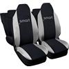 Lupex Shop Coprisedili auto compatibili con Smart ForFour, Made in Italy, tessuto poliestere, set sedili completi anteriori e posteriori (Nero - Grigio Chiaro) SL
