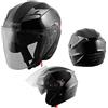 A-Pro Casco Jet Moto Scooter Omologato ECE 22 Visiera Parasole Antigraffio Nero S