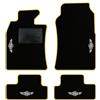 QUEMAR Tappetini Auto compatibili con MINI R50 R52 Cabrio R53 2001-2007/ Kit Tappeti Moquette e Gomma su Misura (Set 2 Anteriori+2 Poster.)/ Ricami e Colori Personalizzati (Bordo Giallo, 4 Ricami)
