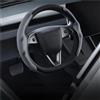 HJKDSZ Coprivolante antiscivolo in fibra di carbonio per Per Tesla Per Model 3 Y Per Highland Per Juniper Coprivolante Auto In Pelle Scamosciata Morbida Intrecciata Cucito Mano(Style 3)
