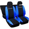 Lupex Shop Copri-sedili Auto Compatibili Punto | Set Coprisedili Anteriori e Posteriori | Logo Ricamato | Airbag Compatibile | Accessori Auto Interno (Nero/Blu Royal)