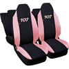 Lupex Shop Coprisedili auto compatibili per 107 con poggiatesta integrato, Nero Rosa, Prodotto Made In Italy