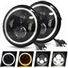 FTJKKVV Faro 2 Pezzi Per Auto 7 fari A Led Hi/Low H4 Halo Angle Eyes Per Lada 4x4 Per Urban Per Niva Fari(2 pcs Round-7inch)