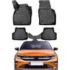 Rizline Passgenau 3D Fussmatten Auto Kompatibel mit Volkswagen Taigo Auto Zubehör 1. und 2. Reihe Gummimatten Autos TPE Allwetter Geruchlos Rutschfest Vorne und Hinten Schwartz