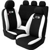 Susy Shop Coprisedili Auto Compatibili Per C3, Set Fodere Anteriori Posteriori Con Logo Ricamato Airbag Compatibile MADE IN ITALY (Nero/Bianco)