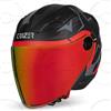 CRUIZER Casco moto jet omologato STAR Nero Rosso doppia visiera trasparente sole (XL)