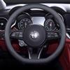 JRZCXGZX Coprivolante Auto per Alfa Romeo Stelvio 2017-2023 2024 Antiscivolo Durevole Facile da Installare Volante Protettore Decorazione Auto Interno Copertura di Volante,Two-Color Line