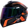 RUTXE Casco integrale per moto Caschi per scooter con 3 opzioni di lenti DOT Casco turistico per moto Caschi per uomini & donne Pendolarismo quotidiano (Pista nera arancione) (C,57~58cm L)
