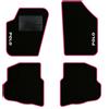 QUEMAR Tappetini Auto per Polo IV 2001-2009, Bordo Rosa, 2 Ricami | 9N - 9N3 / Kit Tappeti Moquette e Gomma su Misura / Set 2 Anteriori + 2 Posteriori / Ricami e Colori Personalizzati