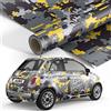 generico LOLLOMOTO Mimetica Digital Yellow Pellicola Camouflage Gialla Car Wrapping Adesiva Rivestimento Auto (76x50cm)