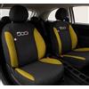 Auto Accessori Lupex | Coprisedili Auto Compatibili con 500X 2014-2023, Set 12 Pezzi, Made in Italy, Tessuto Policotone, Fodere Protezioni Sedili Anteriore e Posteriore (Nero/Giallo)