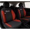 Auto Accessori Lupex | Coprisedili Auto Compatibili con 500X 2014-2023, Set 12 Pezzi, Made in Italy, Tessuto Policotone, Fodere Protezioni Sedili Anteriore e Posteriore (Nero/Rosso)