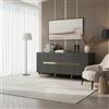 DecHome - Madia Soggiorno Stile Contemporaneo Luxury 4 Ante Frontale Serigrafato Linea Oro 180x47x75 cm colore Antracite