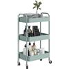 HOMCOM Carrello da Cucina a 3 Livelli con Maniglie e 4 Rotelle, Carrello Portaoggetti in Acciaio, per Ufficio, Soggiorno, Cucina, 45x30.6x79 cm, Azzurro Chiaro
