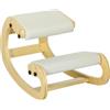 HOMCOM Sedia Inginocchiatoio a Dondolo Regolabile in 6 Posizioni, Sedia Ergonomica in Tessuto Effetto Lino e Legno di Betulla, 55x85x55 cm, Bianco Crema