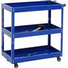 Mendler Carrello portautensili attrezzi HWC-M25, carrello da officina da trasporto, ruote 3 ripiani, acciaio 73x73x36cm blu