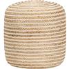 vidaXL Pouf Lavorato a Mano Stile Rustico Country Decorativo Riempimento in Gommapiuma Confortevole Ottomana Poggiapiedi Seduta Puff Seggiola in Juta