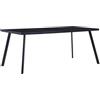 RMIHSJG Tavolo da pranzo nero 160 x 80 x 75 cm, piano in vetro temperato, struttura in acciaio, design industriale, durevole, stabile, facile da montare, sala da pranzo, cucina