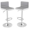 GIANTEX Set di 2 sgabelli da bar girevole a 360° in PU, altezza 82-102 cm, base in metallo, sgabello ergonomico con schienale, poggiapiedi per caffè, bar e ristorante, grigio