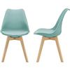 [en.casa] Set 2 Sedie con Gambe in Legno di Faggio e Scocca Rivestita in Similpelle Seduta Imbottita Design Ergonomico per Sala Pranzo Cucina Ufficio - Menta Verde