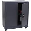 Mendler Armadio documenti HWC-O50, armadietto ufficio acciaio ruote, 2 ante serratura, acciaio 98x80x40cm - grigio scuro