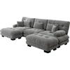 Bladez Lussuoso divano angolare modulare a forma di U - Grande divano cloud per soggiorno, divano letto con pouf - grande set di divani per il soggiorno, divano nuvoloso (grigio)