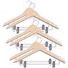 Hongu Set di 6 Grucce Stampelle Appendini Appendiabiti in Legno con Mollette in Acciaio Inox 44.5 cm, per Completi, Cappotti, Giacche, Camicie, Pantaloni, Gancio Girevole a 360°, Colore Naturale