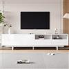 Merax Mobile moderno per TV in stile bohémien, 200 x 40 x 51 cm, astratto, bianco geometrico, per TV fino a 90 pollici, design minimalista con spazio di archiviazione, mobili da soggiorno