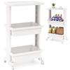 KOMFOTTEU Carrello a rotelle a 3 livelli, in plastica, con fori di scarico, da cucina, portaspezie, multiuso, per bagno, cucina, ufficio, bianco (1)