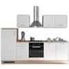 AVANTI TRENDSTORE Andrea - Blocco cucina senza elettrodomestici e lavabo, in laminato di quercia Sonoma e bianco opaco. LxAxP ca. 270x195x60 cm.