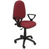 PIQUERAS Y CRESPO Modello 04CP - Sedia da ufficio ergonomica con meccanismo di contatto permanente e regolabile in altezza - Sedile e schienale imbottiti in tessuto BALI colore granato (BRACCIOLI FISSI INCLUSI)