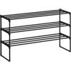 SONGMICS Scarpiera a 3 Ripiani, Scaffale Portascarpe in Metallo, per 16-20 Paia di Scarpe, Verticale o Capovolto, Impilabile, Ingresso, 30 x 92 x 55 cm, Nero LSA303B02