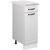 Vicco Mobiletto base per cucina R-Line, Bianco country, 30 cm | Frontale in MDF · + Piano di lavoro · Piedini regolabili in altezza · 1 Anta · Liberamente combinabile