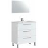 Arreditaly Mobile Bagno A Terra Con 3 Cassetti Lavabo In Ceramica E Specchio 77 x 50 Cm Inclusi Design Moderno Salvaspazio Elegante E Funzionale 80 x 45 x 86 Cm (Bianco)