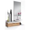 Bricozone Mobile Da Ingresso Con Specchio Cassetto E Mensola Design Moderno Salvaspazio In Rovere E Bianco Ideale Per Arredare Con Stile Ingresso Corridoio O Soggiorno Facile Da Montare