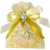 Ingrosso e Risparmio Bomboniere Annivesario 12PZ Sacchetto Portaconfetti Nozze Oro con Numero 50 in Strass, TNT Bianco e Tulle Color Oro Decorato con Fiocco Oro e Punto Luce Elegante Economico