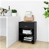 Generico Mobiletto con Ruote Nero 46x36x59 cm in Legno Multistrato,Nero,15.12kg,808468