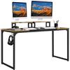 Yaheetech Scrivania per Computer con 2 Supporti per Monitor Scrittorio per Studio in Legno e Metallo Stile Industriale Tavolo da Lavoro Ufficio 140 x 60 x 89.5 cm