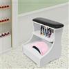 LOYEMAADE Poggiapiedi con ruote, 2 piani, pedicure, sgabello con cassetto, poggiapiedi per salone di unghie, massaggi, bagni di famiglia (Nero)