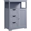 Yaheetech Mobile da Bagno Armadietto Autoportante Salvaspazio Mobiletto Multiuso da Terra con Cassetto e Ripiano Regolabile Credenza Multiuso per Cucina Soggiorno Corridoio