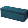 MG Design Pouf contenitore imbottito 45 × 120 cm Blu - capacità ca. 140 L, fino a 300 kg, struttura in legno massiccio, superficie opaca con trama fine, già montato e facile da pulire