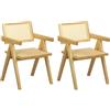 Totò Piccinni Sedia DALY in legno design retrò con braccioli, seduta e schienale in paglia di vienna rattan (2, Naturale)