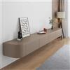 HYANXUE Supporto TV Sospeso, Mensole TV A Parete Con Anta, Console Multimediale, Mobile Sospeso Grande Panca Portaoggetti Sotto La(Khaki,300CM/118.1)
