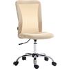 Vinsetto Sedia ergonomica per ufficio regolabile in altezza base cromata girevole a 360° imbottitura in rete beige